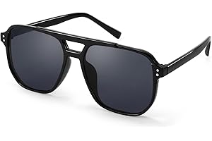 FEISEDY Retro 70s Gafas de Sol Cuadradas Mujer Hombre Vintage Gafas Clásicas con Doble Puente Protección UV400 B2835