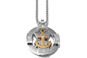 AMORILI collana ancora uomo in acciaio inox e punti cardinali
