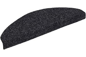 vidaXL Trappmattor självhäftande 15 st 65x21x4 cm svarta halvrunda stora