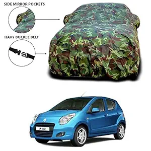 SEBONGO Car Body Cover with Mirror Pockets for Maruti Suzuki Alto 800 UV Protection Water Resistant Dustproof (PR-R523-Green Jungle)