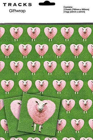 Sheep Gift Wrap 'The Love Sheep' 2 Sheets + 2 Tags