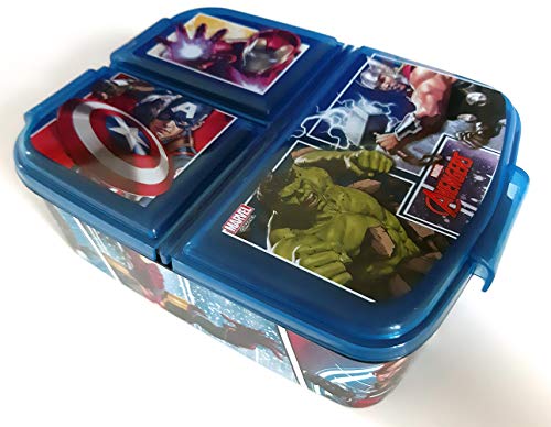 Avengers Kinder Brotdose mit 3 Fächern, Kids Lunchbox,Bento Brotbox für Kinder - ideal für Schule, Kindergarten oder Freizeit - 2