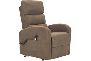 Sime LU-2 fernsehsessel elektrisch senioren 2 Motoren, unabhängig verstellbares Rückenlehnen-Fußteil 4-Rad-Kit unverformbarer Sitz Mikrofaser relaxsessel aufstehhilfe Braun