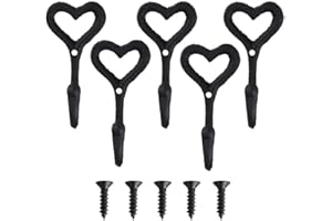 GGISUI 5PCS Kleiderhaken Wand Herz Retro Wandhaken Garderobenhaken schwarz Handtuchhaken mit Schrauben Antike Metallhaken Huthaken Haken für Kleidung Bad Küche Schlafzimmer