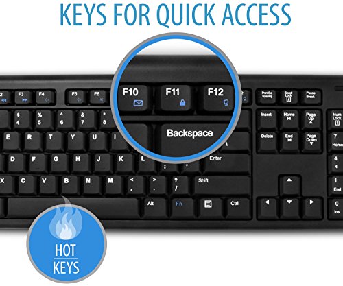 V7 CKW100UK Wireless Combo Tastatur und Maus (Englisch, UK, English, Media-Hot-Keys, USB Nano Receiver) schwarz - 3