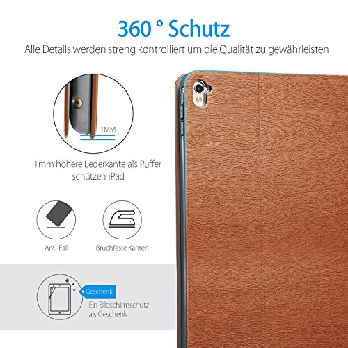 AUAUA iPad Pro 9.7 Hülle, iPad Pro 9.7 PU Leder Tasche Schutzhülle Schal + Clear Schutzfolie(Gift) für Apple iPad Pro 9.7 Zoll Apple Tablet - 7