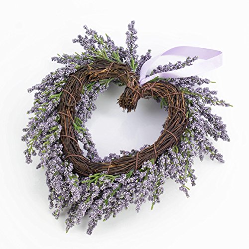 Deko Lavendelherz, violett, Ø 20 cm – Künstlicher Kranz / Türkranz – artplants - 2