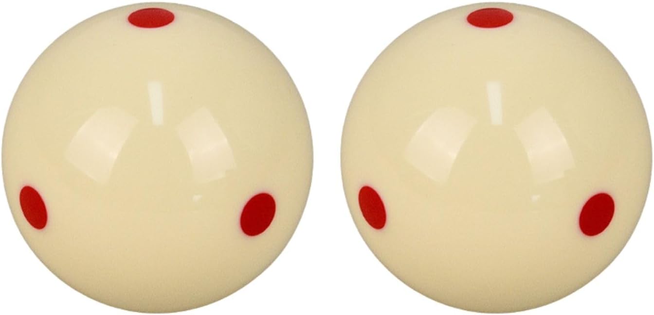 TriUnytion Bolas de Billar Blanca 57,2 mm 2 Piezas, Bola de Billar de Punto Rojo Pelota de Entrenamiento de Resina