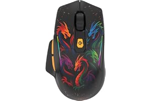Cosmic Byte Helios Tri-Mode Wired + 2.4GHz Wireless + Bluetooth Gaming Mouse | 10,000 DPI | 1000Hz Polling | Huano 10M | 5 Programmable Buttons | RGB | Lightweight 81g | PTFE | Software (Dragon Black)