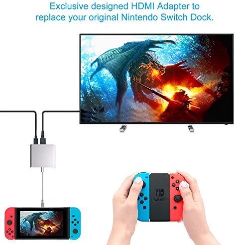 PHADEN Nintendo Switch Dock USB Type C to HDMI Adapter USB C Hub HDMI Converter Cable USB 3.0 &amp; USB C PD (Power Delivery) for Macbook Pro 2017 2016, Samsung Galaxy S8 Plus, Google Pixel