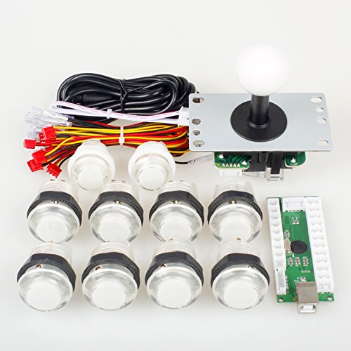 EG STARTS 1 jugador USB LED Encoder para PC Juegos 8 Way Stick Controllers   10x LED Botones iluminados para Arcade Joystick DIY Kits Partes Mame Raspberry Pi 2 3 Juegos Blanco