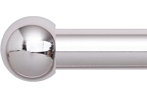 BOOM JOG Curtain Poles 76-210cm (30" to 82") Chrome Extendable Curtain Pole Set 25mm (1") Diameter Curtain Rod With Ball finials brackets