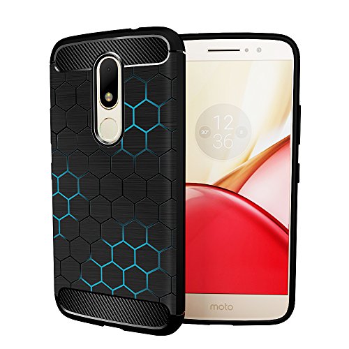 MTT Carbon Fiber Texture Rugged Armor Back Case Cover for Moto M (Hexagon 01)