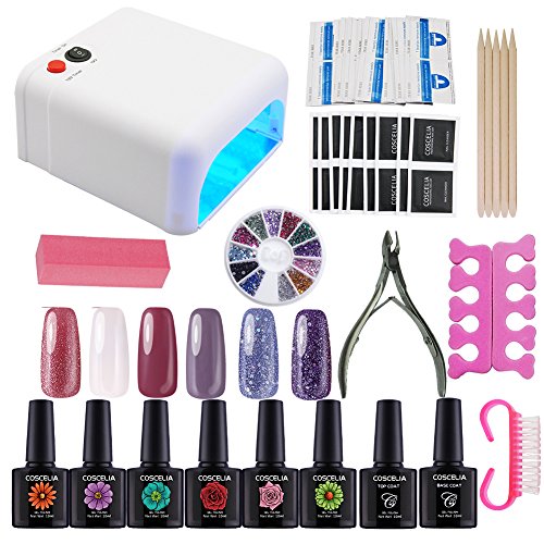 Coscelia 36W UV LED Gel Nail Polish Nail Art Soak Off Varnish Manicure Gel Nail Kit 10ml