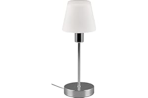 Trio Leuchten Lampa stołowa Luis II 595700106, metal chrom, szkło białe satynowane, bez 1 x E14, On/Off Touch