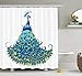 Produktbild MSGDF Peacock Shower Curtain Long, Peacock Illustration Floral Classical Curvy Artful Design Tropics Wildlife Theme, Bathroom Accessories, 60 X 72inch