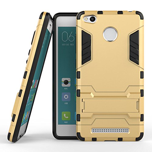 DBIT Xiaomi Redmi 3 Pro funda Alta calidad Escabroso Durable Estuche protector TPU PC funda carcasa case con pata de cabra para Xiaomi Redmi 3 Pro Oro