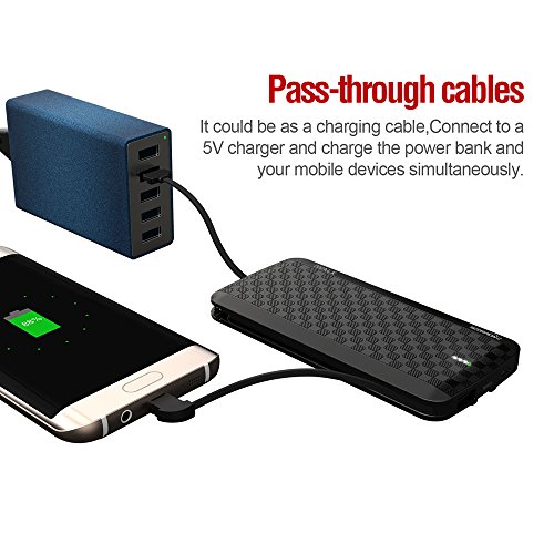 iWalk 8000mah avec USB Type-C Et Micro USB C  bles Quick Charge 3 0 Batterie Externe Chargeur Slim Portable Compacte Int  gr  e Power Bank pour Samsun