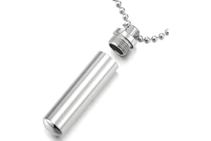 COOLSTEELANDBEYOND Mężczyźni kobiety prochy cylindryczne pamiątka wisiorek pudełko na tabletki naszyjniki stal, 60 cm łańcuszek kulkowy