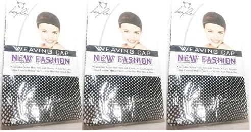 Pack of 3 Wig Cap Mesh Weaving Breathable Stretchable Stocking Hair Liner Unisex Black