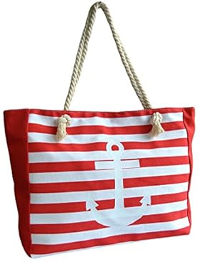 Maritim XXL & L Strandtasche mit Anker Print, Schultertasche, Shopper, Kordel 141