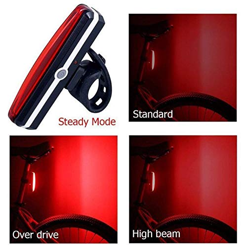 SZSMART Feu arrière de Bicyclette, Eclairage Arrière Vélo, USB Rechargeable 6 Modes Lumière Arrière, LED Lumière d'alarme Imperméable, Assurer la sécurité et visibilité
