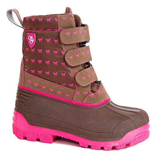 Ladies Snow Rain Waterproof Sole Mucker Boots Brown/Pink6