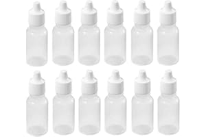 ERICOTRY 12 flaconi vuoti da 30 ml, ricaricabili, in plastica Ldpe, per contagocce e contagocce portatili, con tappi a vite e tappi per oli essenziali