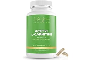 LILY GREEN SUPPLEMENTS Lily Green Acetyl l Carnitine Capsules | 1000mg Per Serving Acetyl-l-Carnitine Nutritional Supplements | High Strength ALCAR | Non-GMO & No Artificial Fillers | 90 Vegan Capsules | Made in UK