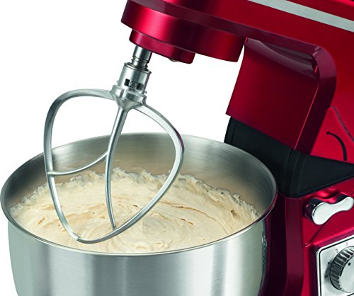 Bomann KM 1393 CB leistungsstarke Knetmaschine, 1000 W, 8 Geschwindigkeitsstufen, 5 L Edelstahlschüssel, schwenkbarer Multifunktionsarm, rot - 3