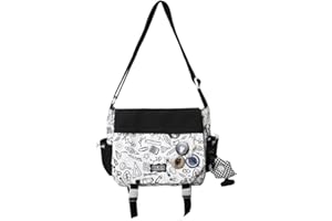Inshere Aesthetic Crossbody Bag, Cute Messenger Bag for Women Men, Y2K Japanese Kawaii Bag with Cute Pins and Ornament