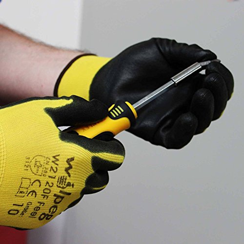 Arbeitshandschuhe ::: Wilpeg W2120F Nylon-Strickhandschuhe PU Feel zum Schutz bei Installations- und Montagearbeiten, Größe:9 (L) - 8