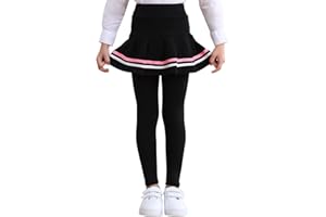 boruizhen Gonna Pantalone Bambina Cotone Leggins Bambina Volant Leggings Lunghi Bambina Nero 2-9 Anni