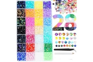ALOCIAM 22000pcs résine strass, 3mm 4mm flat back perles de broyage, non thermiquement restauré ss10 ss16 gemmes pour bricolage artisanat, ongles, décoration de maquillage