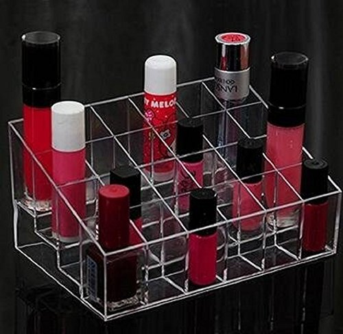 Westeng Kosmetik-/Make-up-Ständer, Organizer, Acryl, klar, Lippenstift-Halter, Ständer mit 24 Abschnitten - 4