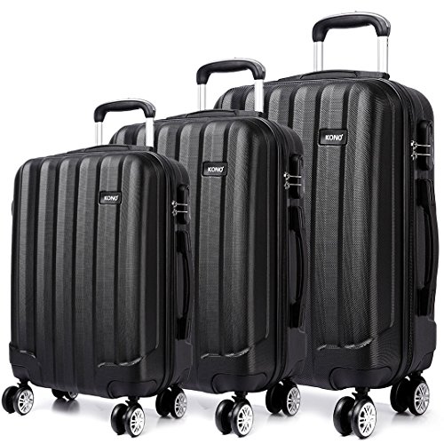 Kono Juego de maletas unisex adulto 3 piezas (Negro)
