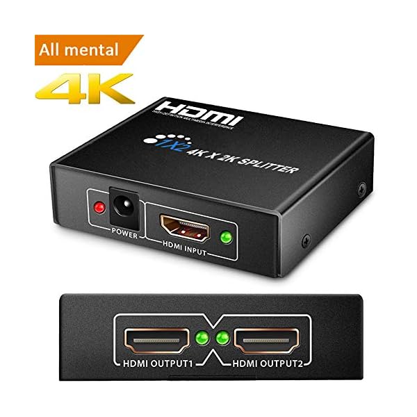 HDMI Splitter 4K, FAERSI HDMI Verteiler 1 in 4 Out, Unterstützt HDCP 3D, UHD, 1080P, HDMI Splitter 1 auf 4 für Xbox, PS4, PS3, Roku, Blu-Ray-Player, Firestick, HDTV und Apple TV