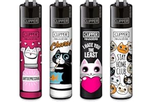 SUNMONDO Clipper Feuerzeug 4er Set: (Katzen 2)