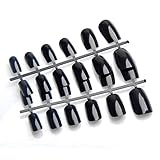CellDeal Full Cover Short/Medium Coloured Flexi False Nails UK seller 24 black
