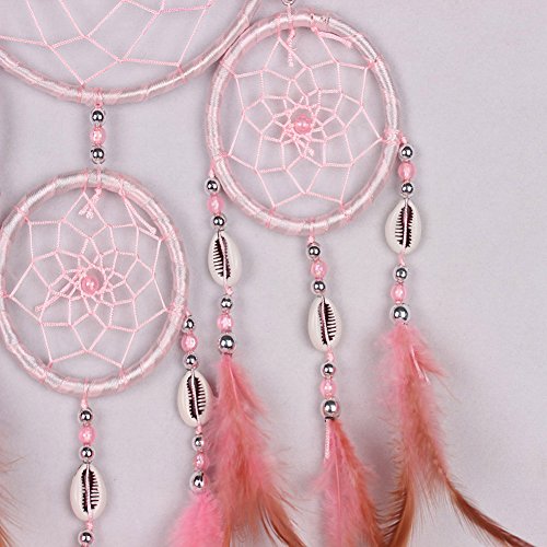 Demiawaking Schön Handwerk Dream Catcher Traumfänger mit Federn fuer Haus Schlafzimmer, Garten, Fenster, Wand ,Auto usw. Hängende Dekoration,und als Geschenk (Pink) - 6