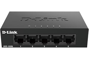 D-Link 5-portars Gigabit-switch, ohanterad, skrivbordsmodell, fläktlös, diskret, metallhölje, plug-and-play, 802.3az EEE