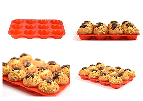 Premium silikon Muffinförmchen für 12 Muffins | BPA-frei und Antihaftbeschichtung | spülmaschinenfeste Muffinform | leicht zu reinigen | Cupcake und Brownie Backform Backblech