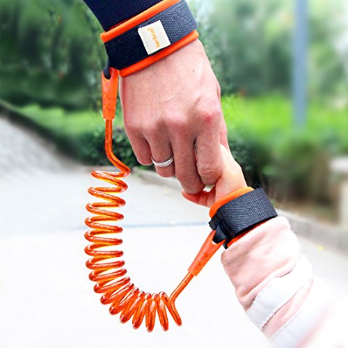 Baby Rein, PurpleSalt® – Safety Anti-Lost Tangle Free Wrist Link Band Strap - Orange (Length 2.5m)