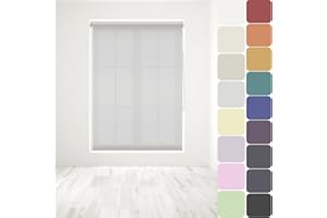 CAECUS Straight Edge Dim-Out Roller Blind - Easy Fit Home Office - 60cm Width x 160cm Width Drop - Light Grey