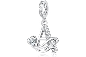 TIZU Pendente Charms Lettera Ciondolo Compatibile con Europeo Braccialetti e Delle Collane, Regali per le Ragazze Donne Mamma