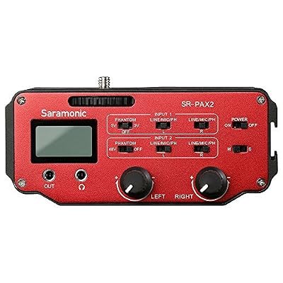 Saramonic Préampli DSLR, mixeur Audio, Saramonic Adaptateur pour Microphone avec Alimentation fantôme, Double XLR, 6,3 mm, entrées 3,5 mm + Sortie 3,5 mm pour Appareil Photo Reflex numérique, Miroir,caméscope