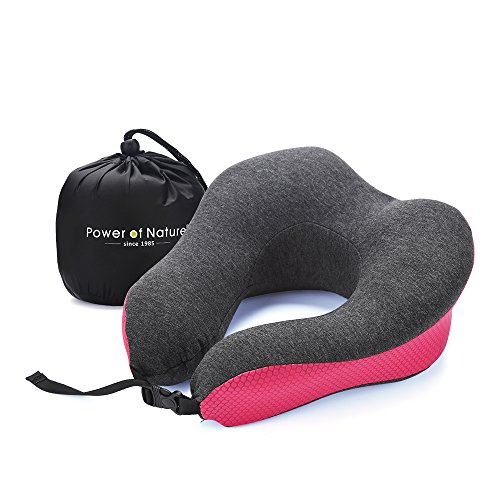 Preisvergleich Produktbild Power Of Nature Gedächtnis Schaum Nackenkissen, U-Shaped Neck Pillow Superweichhals Stützstützkissen, Unterstützung für Reise und Haus (Rose Rot & Grau)