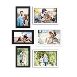 Art Street Wall Photo Frame Synthetic Wood, Picture Frame for Home Decoration (Black and White, 4x6, 5x7 inches) - Set of 6