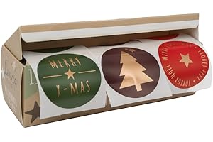 Loveria Aufkleber Weihnachten - 150 Weihnachtssticker selbstklebend | 3 Motive je 50 Sticker pro Motiv | Ideal für Weihnachten, Geschenke, Postkarten | Weihnachtsaufkleber