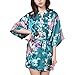 Produktbild Waymoda Women Luxury Silky Satin Evening Dressing Gown, Ladies Peacock and Blossoms Pattern Kimono Pajamas, 10+ Color, 4 Sizes Optional - Short style
